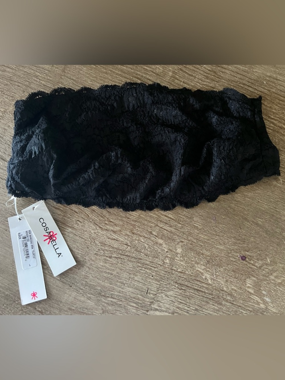 Cosabella Black Lace Strapless Bandeau